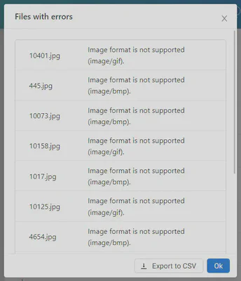 Files with errors