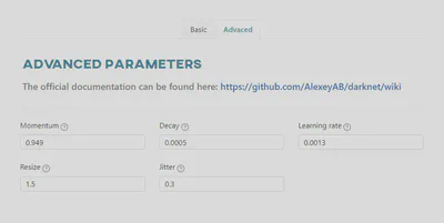 Advanced parameters - Darknet