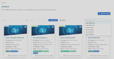 Model filtering and sorting