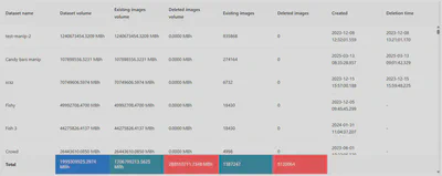 Total datasets volume