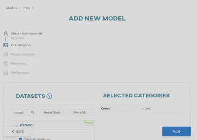 Choose datasets and categories