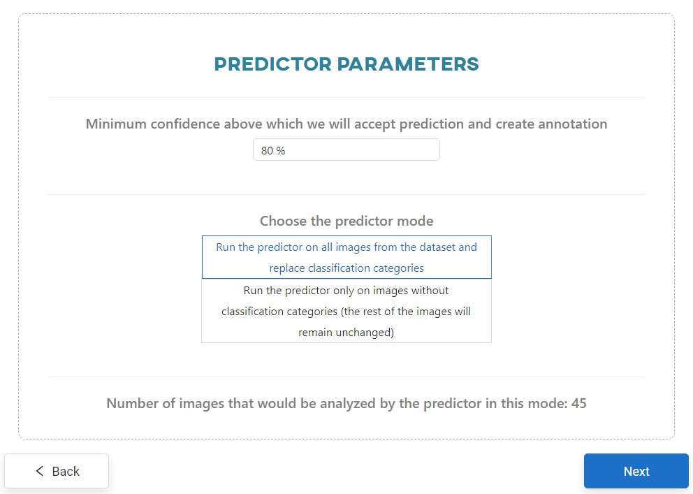 Predictor parameters for classification